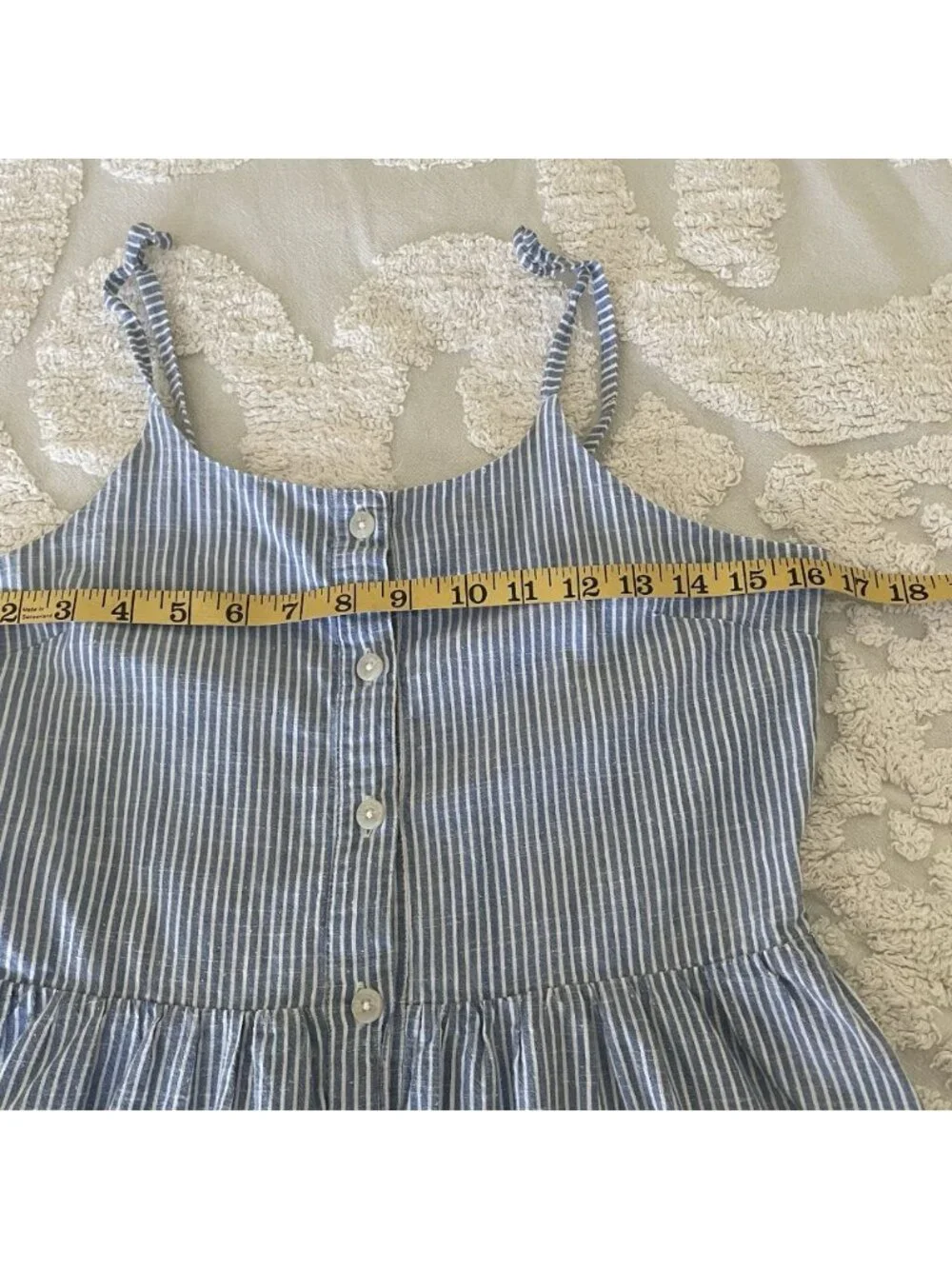 Crewcuts Blue & White Striped Dress Size 12 Girls Cotton Classic Preppy Summer